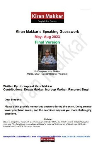 کتاب آیلتس اسپیکینگ ماکار Makkar IELTS Speaking Guesswork May - Aug 2023 FINAL VERSION